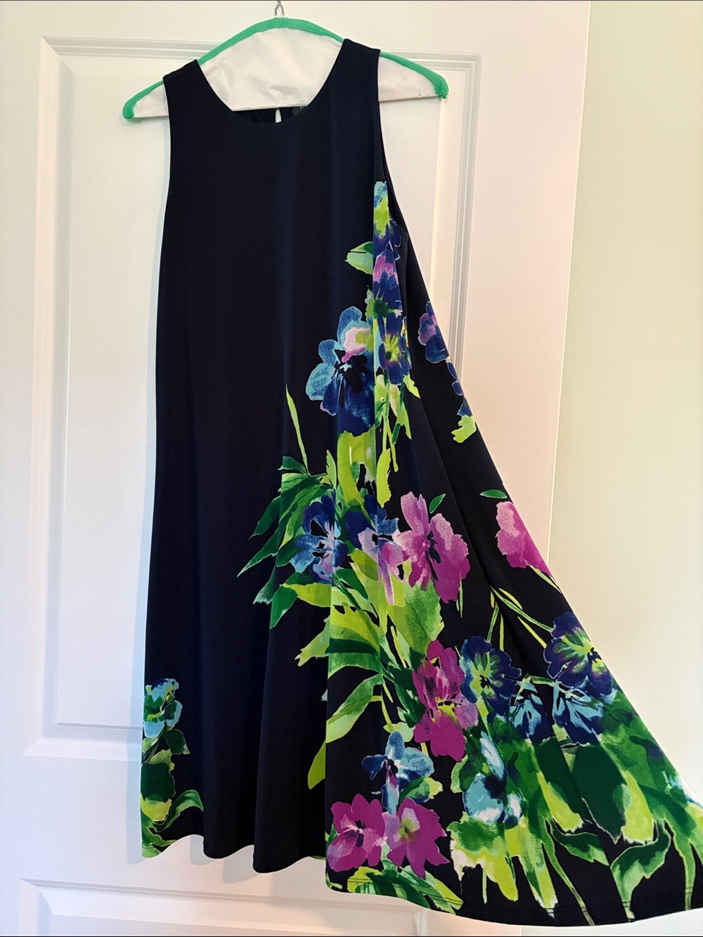 Women’s Navy Floral A-Line Dress - Sleeveless